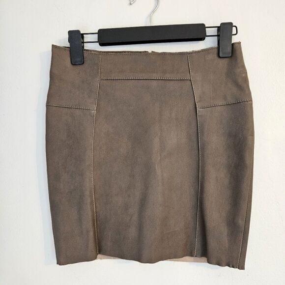 Cigno Nero Buttery Soft Brown Tan Tailored Austrian Leather Lined Mini Skirt 36 - Picture 1 of 10